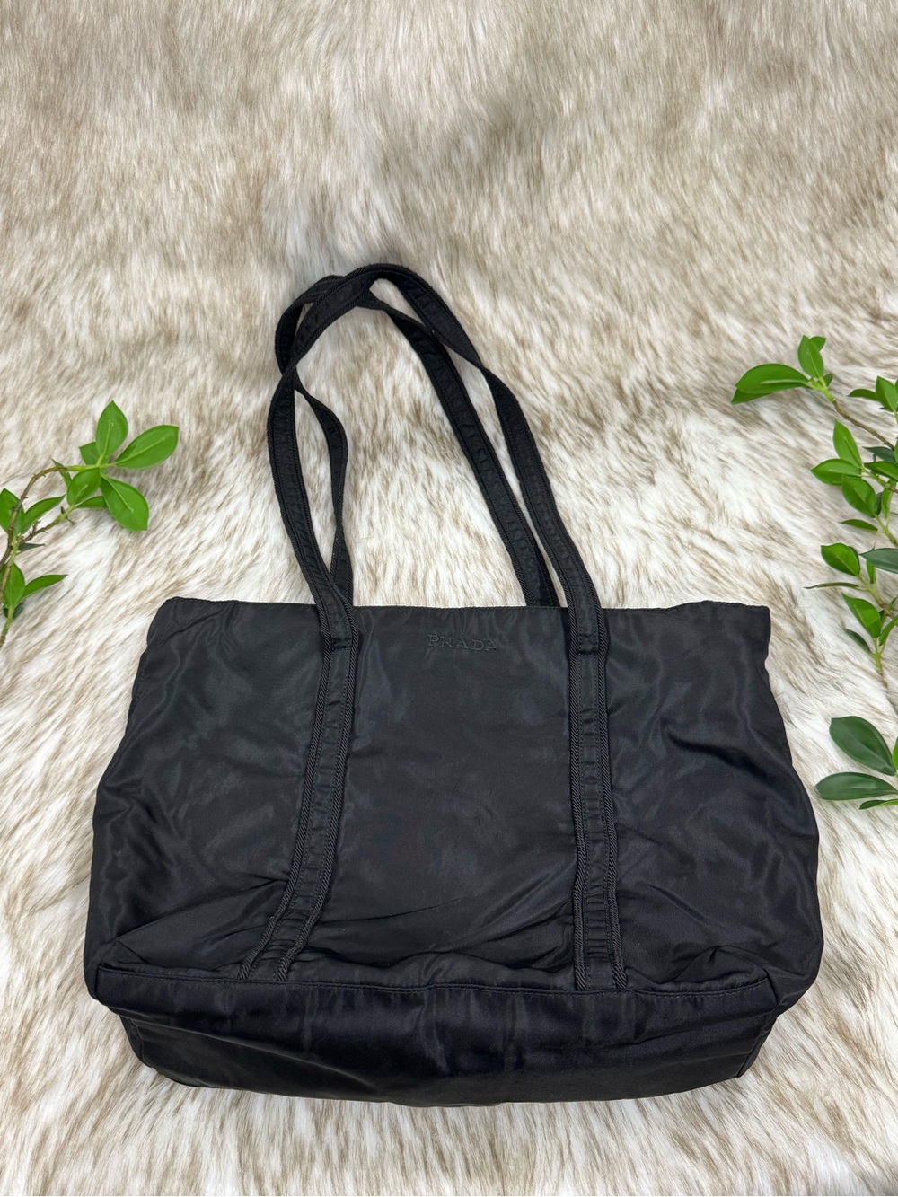 Prada Black Nylon Tote with Dual Shoulder Straps